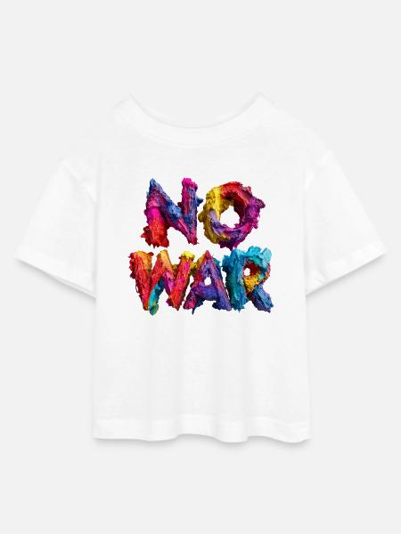 No War Farbexplosion - Teen Cropped Jersey T-Shirt - Weiß