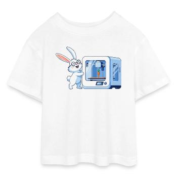 Lustiges Kaninchen Nerd Programmierer 3D Drucker - Teen Cropped Jersey T-Shirt - Weiß - Vorne - AI Model Teenager Male dark (155cm)
