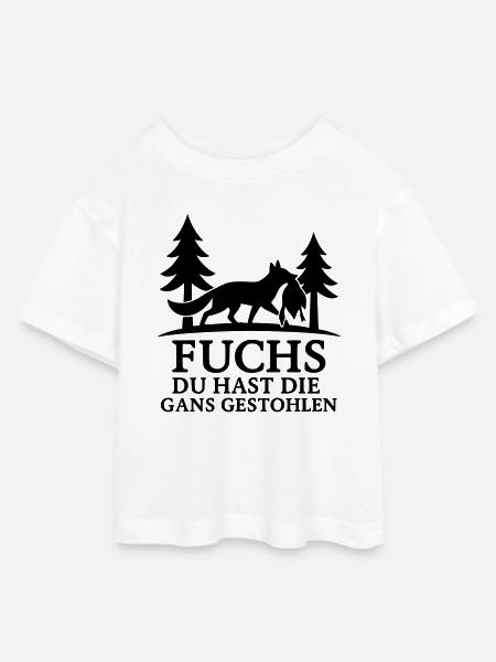 fuchs gans gestohlen - Teen Cropped Jersey T-Shirt - Weiß