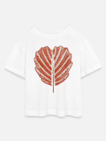 Erle Blatt - Botanik - Teen Cropped Jersey T-Shirt - Weiß