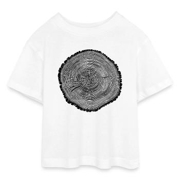 Baumscheibe Holzringe – Naturmotiv Schwarz - Teen Cropped Jersey T-Shirt - Weiß - Vorne - AI Model Teenager Male dark (155cm)