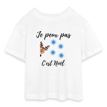Santa Reindeer T-shirt - Teen Cropped Jersey T-Shirt - Weiß - Vorne - AI Model Teenager Male dark (155cm)