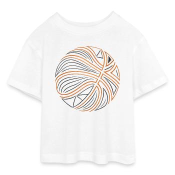 Pivot de filet, orange noir - T-shirt Crop Top en jersey Ado - blanc - Devant - AI Model Teenager Male dark (155cm)