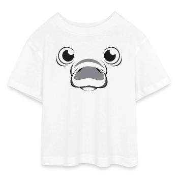 Costume mignon de lamantin en animal marin - T-shirt Crop Top en jersey Ado - blanc - Devant - AI Model Teenager Male dark (155cm)