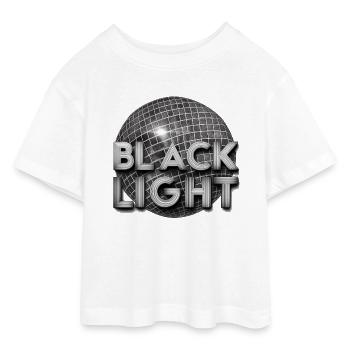 Schwarzes Licht Retro-Disco - Teen Cropped Jersey T-Shirt - Weiß - Vorne - AI Model Teenager Male dark (155cm)