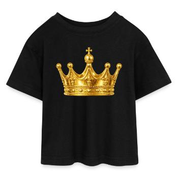 Goldene Krone Ornament - Teen Cropped Jersey T-Shirt - Schwarz - Vorne - AI Model Teenager Female light (150cm)