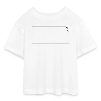 Kansas - Teen Cropped Jersey T-Shirt - white - Front - AI Model Teenager Male dark (155cm)