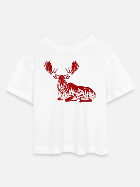 Elch - Teen Cropped Jersey T-Shirt - Weiß