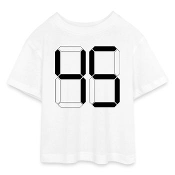 NUMMER 45 Fünfundvierzig Geschenk Digital - Teen Cropped Jersey T-Shirt - Weiß - Vorne - AI Model Teenager Male dark (155cm)