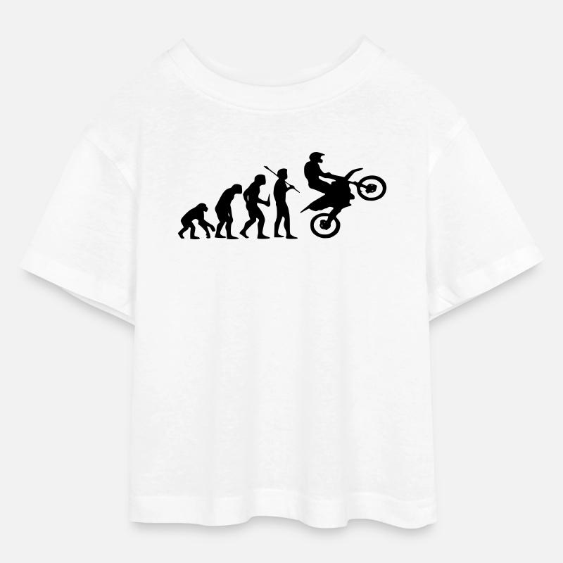 Evolution Monkey au Motocross - T-shirt Crop Top en jersey Ado - blanc