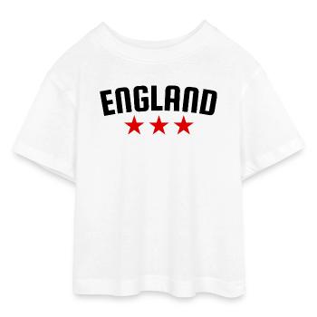 Angleterre 3 étoiles Design - T-shirt Crop Top en jersey Ado - blanc - Devant - AI Model Teenager Male dark (155cm)