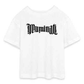 Ambigramm Illuminati - Teen Cropped Jersey T-Shirt - Weiß - Vorne - AI Model Teenager Male dark (155cm)