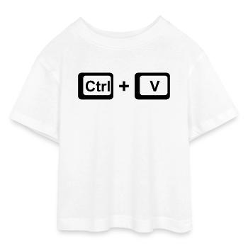 CTRL+V / Cadeau enfant pour la fête des pères / Fête des mères - T-shirt Crop Top en jersey Ado - blanc - Devant - AI Model Teenager Male dark (155cm)