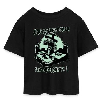 J'IRAI SCRATCHER SUR VOS TOMBES ! - T-shirt Crop Top en jersey Ado - noir - Devant - AI Model Teenager Female light (150cm)