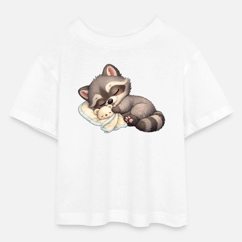 Bébé Oskar avec couette - T-shirt Crop Top en jersey Ado - blanc
