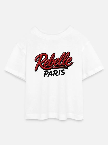 Rebell Paris - Teen Cropped Jersey T-Shirt - Weiß