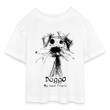 Doggo - My Best Friend - Teen Cropped Jersey T-Shirt - white - Front - AI Model Teenager Male dark (155cm)