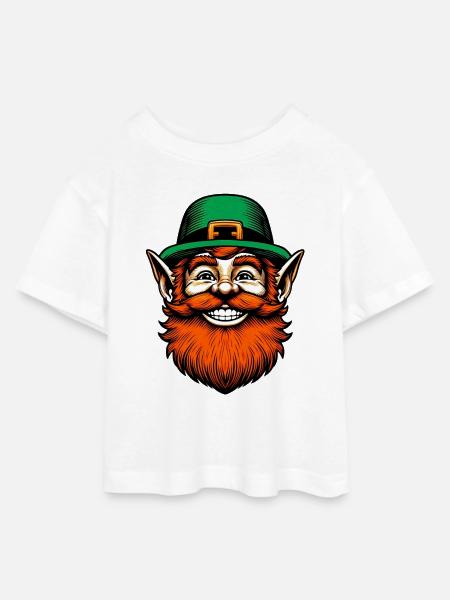 Irischer Kobold Irland - Teen Cropped Jersey T-Shirt - Weiß