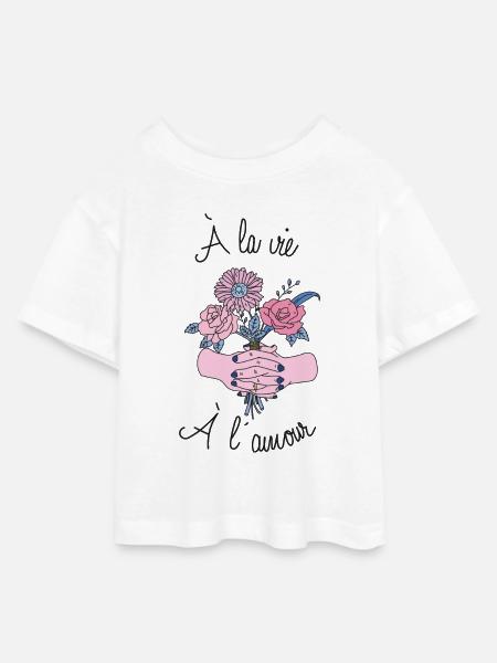 Ein Leben, Liebe - Teen Cropped Jersey T-Shirt - Weiß