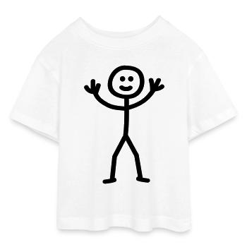 stick_figure - Teen Cropped Jersey T-Shirt - Weiß - Vorne - AI Model Teenager Male dark (155cm)