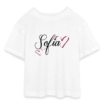 Sofia Name Vorname - Teen Cropped Jersey T-Shirt - Weiß - Vorne - AI Model Teenager Male dark (155cm)