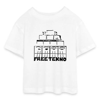 FREE TEKNO SOUND SYSTEM - Teen Cropped Jersey T-Shirt - Weiß - Vorne - AI Model Teenager Male dark (155cm)