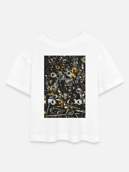 Schrauben - Teen Cropped Jersey T-Shirt - Weiß