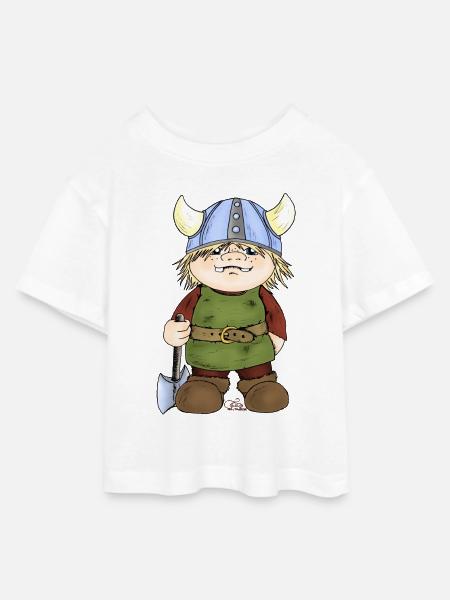 Erik, der kleine Wikinger - Teen Cropped Jersey T-Shirt - Weiß