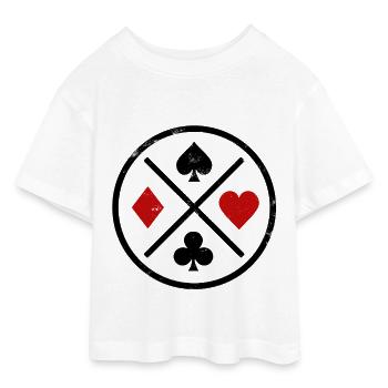 Spielkarten Kontrast - Teen Cropped Jersey T-Shirt - Weiß - Vorne - AI Model Teenager Male dark (155cm)