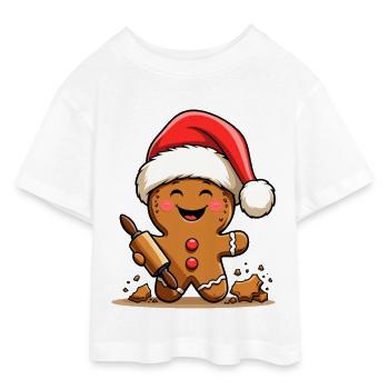 Weihnachts Gingerbread mit Zuckerguss - Teen Cropped Jersey T-Shirt - Weiß - Vorne - AI Model Teenager Male dark (155cm)