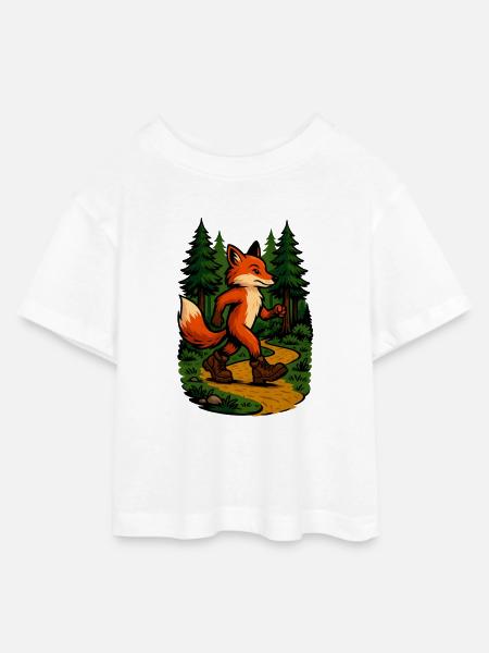 Wandernder Fuchs im Wald - Teen Cropped Jersey T-Shirt - Weiß