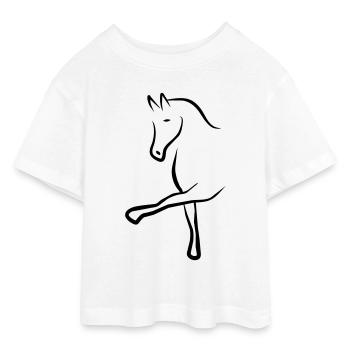 dressage - Teen Cropped Jersey T-Shirt - white - Front - AI Model Teenager Male dark (155cm)