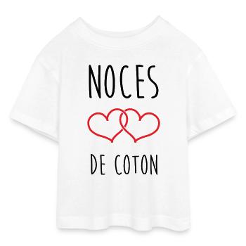Cotton Wedding 1 Year Wedding - Teen Cropped Jersey T-Shirt - white - Front - AI Model Teenager Male dark (155cm)