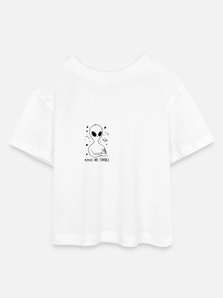 alien - Teen Cropped Jersey T-Shirt - Weiß