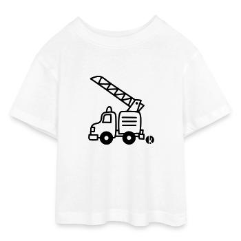 Pompiers auto-pompe - T-shirt Crop Top en jersey Ado - blanc - Devant - AI Model Teenager Male dark (155cm)