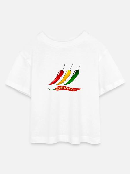 Chillis Peperoni - Teen Cropped Jersey T-Shirt - Weiß