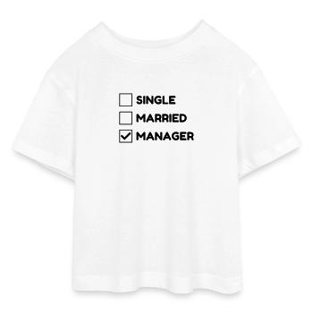 Manager Boss Chef Patron Work Job Society - Teen Cropped Jersey T-Shirt - white - Front - AI Model Teenager Male dark (155cm)