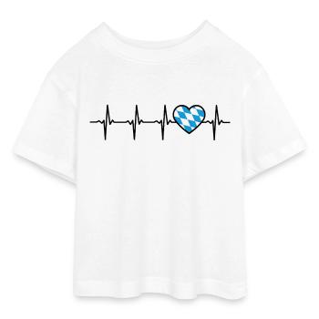 Bavière Herzschlag Bayern - T-shirt Crop Top en jersey Ado - blanc - Devant - AI Model Teenager Male dark (155cm)