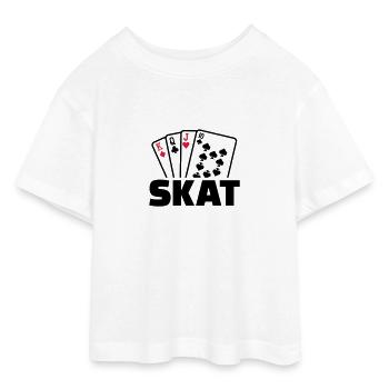 Skat - T-shirt Crop Top en jersey Ado - blanc - Devant - AI Model Teenager Male dark (155cm)