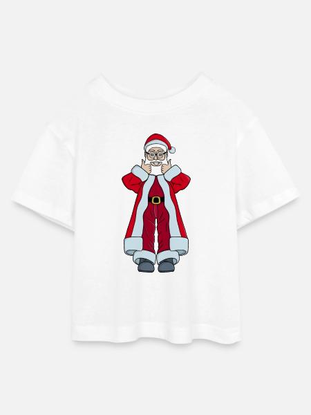 Weihnachtsmann mit Daumen hoch - Teen Cropped Jersey T-Shirt - Weiß