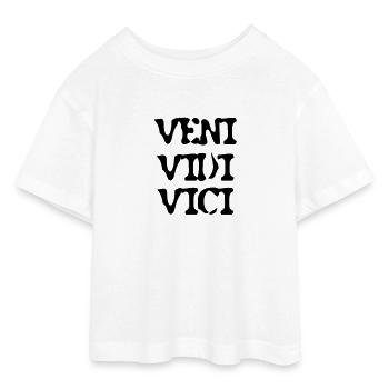 Veni Vidi Vici ! - Teen Cropped Jersey T-Shirt - white - Front - AI Model Teenager Male dark (155cm)