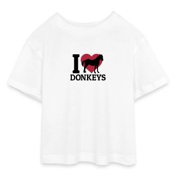 I love donkeys - T-shirt Crop Top en jersey Ado - blanc - Devant - AI Model Teenager Male dark (155cm)