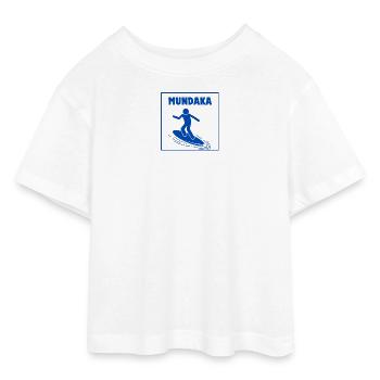 Mundaka Surfen Ikone T-Shirt Design - Teen Cropped Jersey T-Shirt - Weiß - Vorne - AI Model Teenager Male dark (155cm)