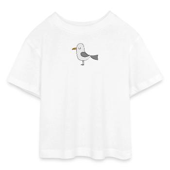 Möwe - Teen Cropped Jersey T-Shirt - Weiß - Vorne - AI Model Teenager Male dark (155cm)