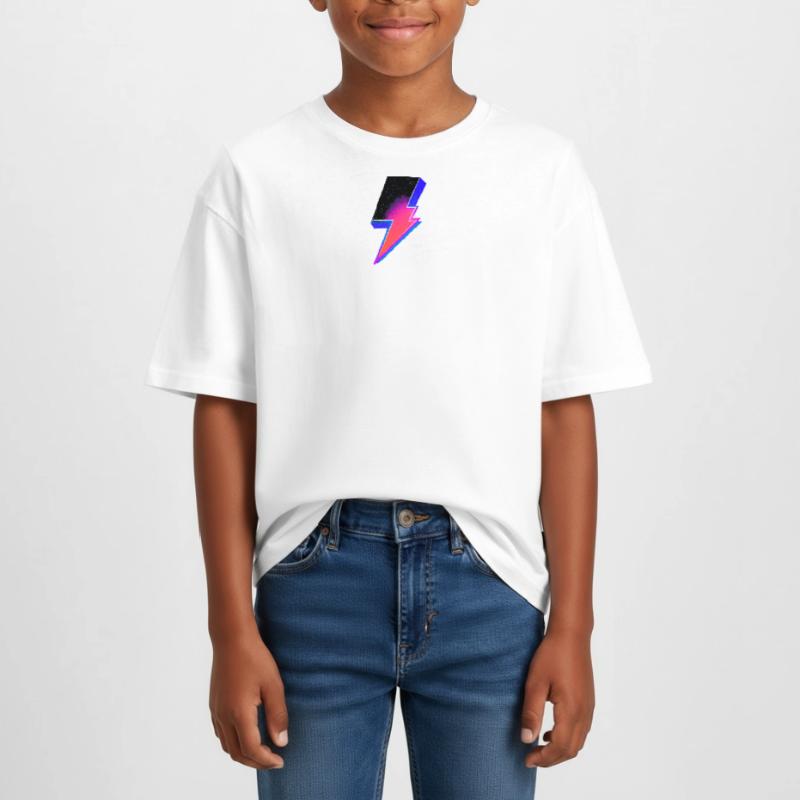 Neon Lightning Bolt Gradient Teen Cropped Jersey T-Shirt