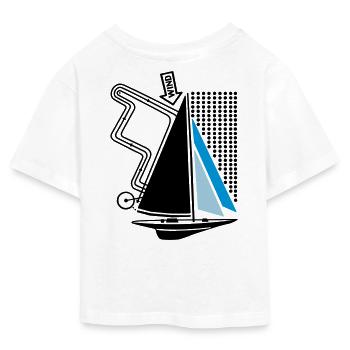 Voilier et cours de régate Voilier Voilier Voilier - T-shirt Crop Top en jersey Ado - blanc - Dos - AI Model Teenager Male dark (155cm)
