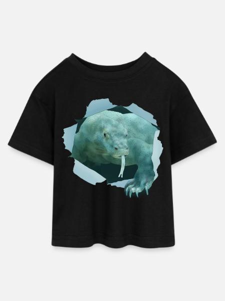 Komodowaran - Teen Cropped Jersey T-Shirt - Schwarz