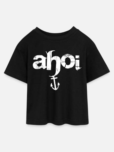 Ahoi - Teen Cropped Jersey T-Shirt - Schwarz