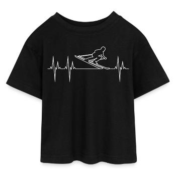 Ski Alpin Grand Slalom électrocardiogramme ECG Ski - T-shirt Crop Top en jersey Ado - noir - Devant - AI Model Teenager Female light (150cm)