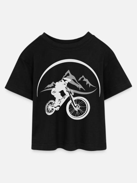 Mountainbiker - Teen Cropped Jersey T-Shirt - Schwarz